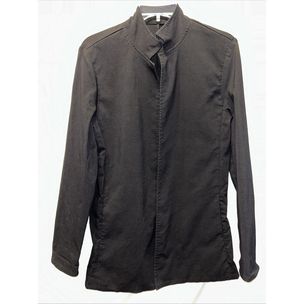 EQUESTRIAN DESIGNS Sz Large Black Open Front Jacket Stand Up Collar Horse Riding